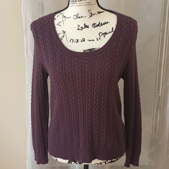 Eddie Bauer Purple Part Cashmere Cable Sweater - Picture 1 of 9